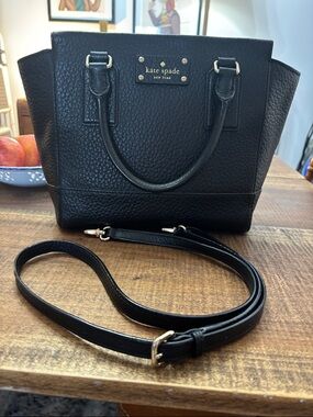 kate spade Black Pebbled Leather Satchel with Removable Strap